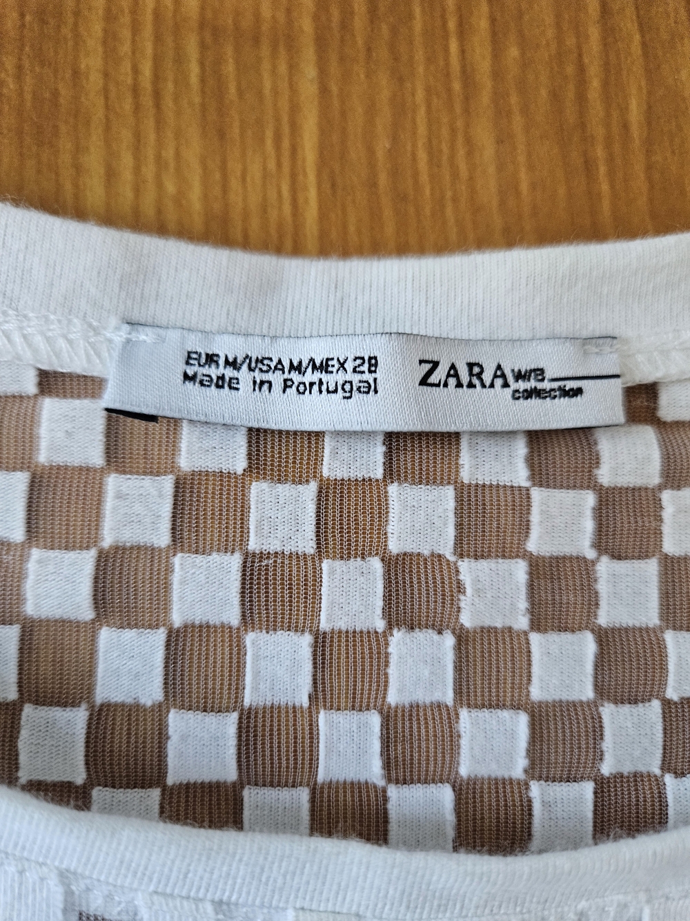 NEVER WORN Zara White Short Sleeve Top with Geometric Mesh Panels Sz Medium M - Picture 9 of 10